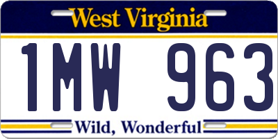 WV license plate 1MW963
