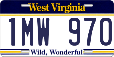 WV license plate 1MW970