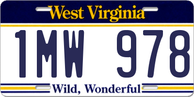 WV license plate 1MW978