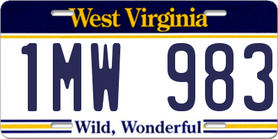 WV license plate 1MW983