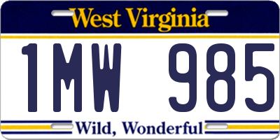 WV license plate 1MW985