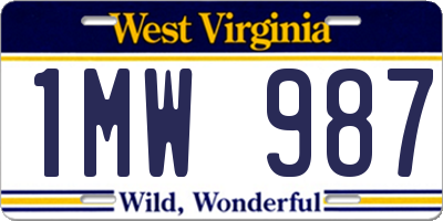 WV license plate 1MW987