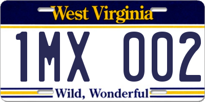WV license plate 1MX002