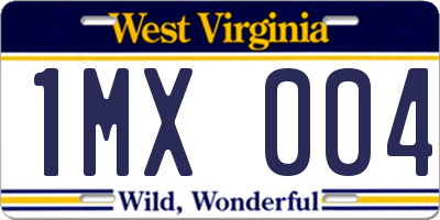 WV license plate 1MX004
