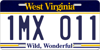 WV license plate 1MX011