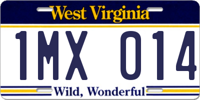 WV license plate 1MX014