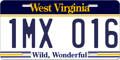 WV license plate 1MX016