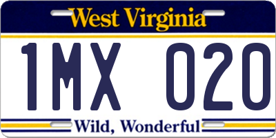 WV license plate 1MX020