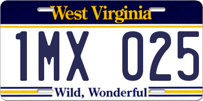 WV license plate 1MX025