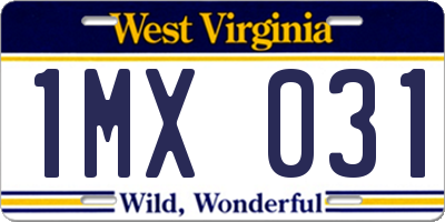 WV license plate 1MX031