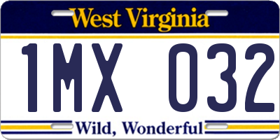 WV license plate 1MX032