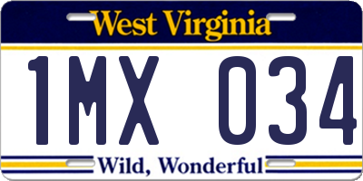 WV license plate 1MX034