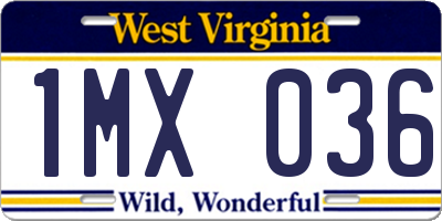 WV license plate 1MX036