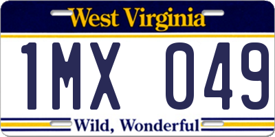 WV license plate 1MX049