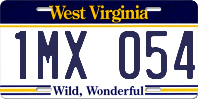 WV license plate 1MX054