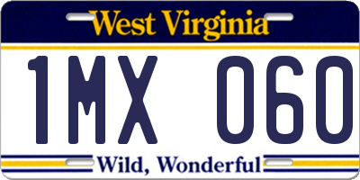 WV license plate 1MX060