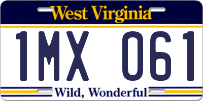 WV license plate 1MX061