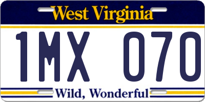 WV license plate 1MX070