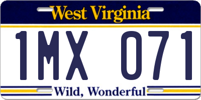 WV license plate 1MX071