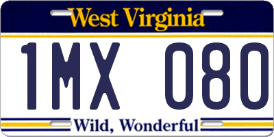 WV license plate 1MX080