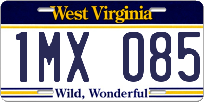 WV license plate 1MX085