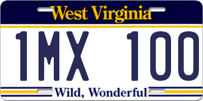 WV license plate 1MX100