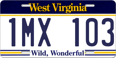 WV license plate 1MX103