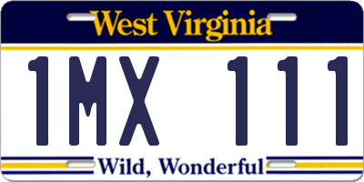 WV license plate 1MX111