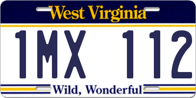 WV license plate 1MX112