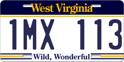 WV license plate 1MX113