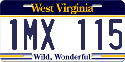WV license plate 1MX115