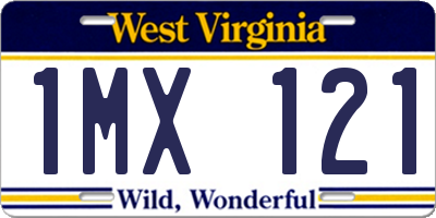WV license plate 1MX121