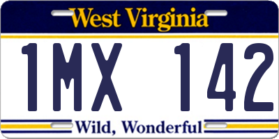 WV license plate 1MX142