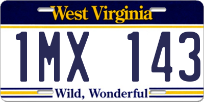 WV license plate 1MX143