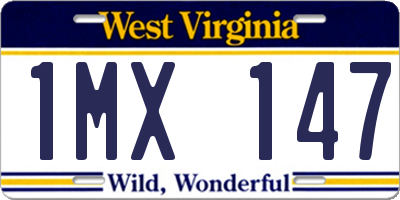 WV license plate 1MX147