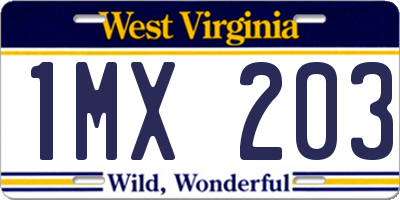 WV license plate 1MX203