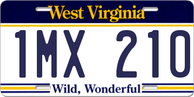 WV license plate 1MX210