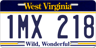 WV license plate 1MX218