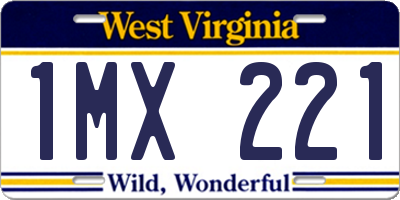 WV license plate 1MX221