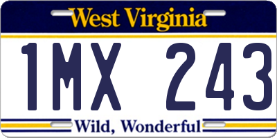 WV license plate 1MX243