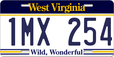 WV license plate 1MX254