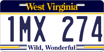 WV license plate 1MX274