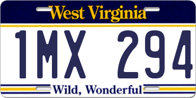 WV license plate 1MX294