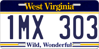 WV license plate 1MX303