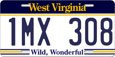 WV license plate 1MX308