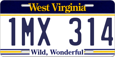 WV license plate 1MX314