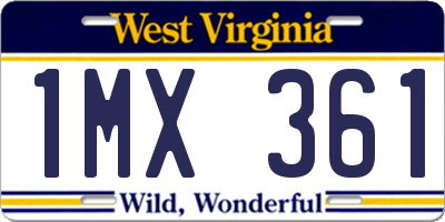 WV license plate 1MX361