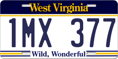 WV license plate 1MX377