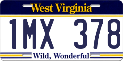 WV license plate 1MX378
