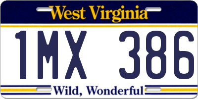 WV license plate 1MX386